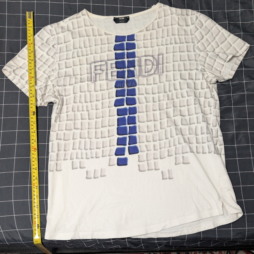 Fendi White and Blue Graphic T-Shirt